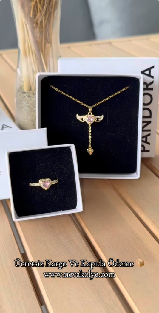 Pandora Kutusunda Sevgi Meleği Kolye ve Pandora Yüzük