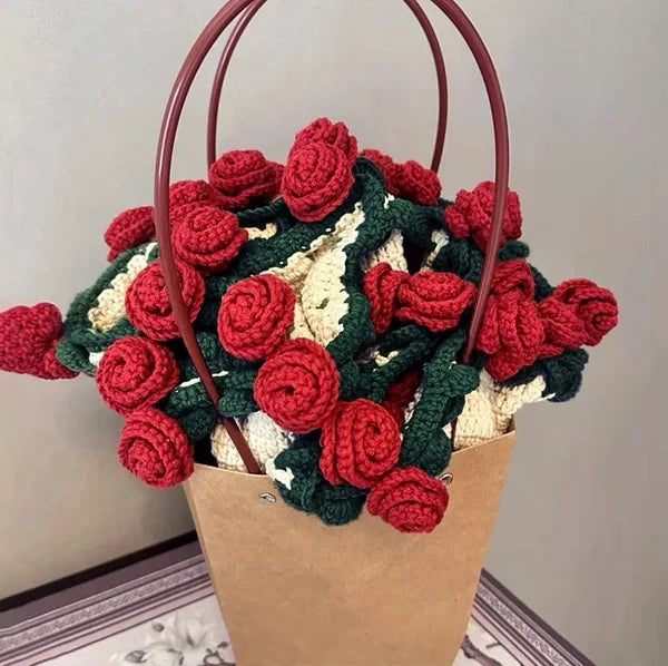 El Yapımı Kırmızı Gül Detaylı Şal ve Battaniye 🌹🧶