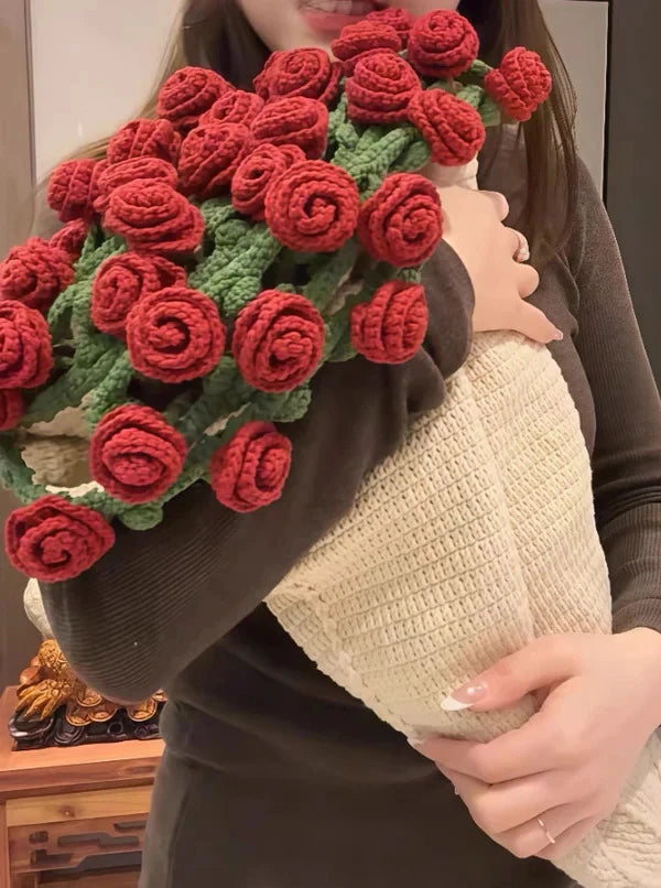 El Yapımı Kırmızı Gül Detaylı Şal ve Battaniye 🌹🧶
