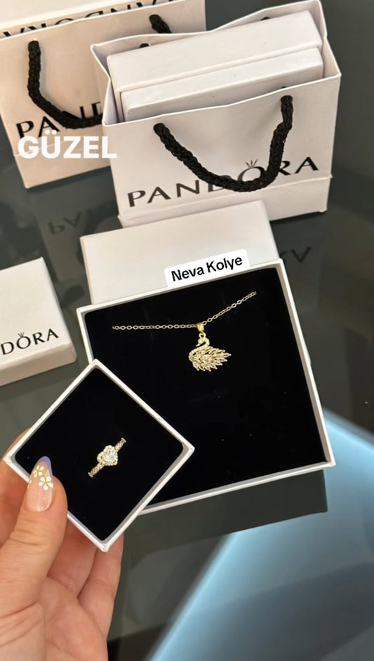 Pandora Kutusunda Kuğu Kolye + Yüzük