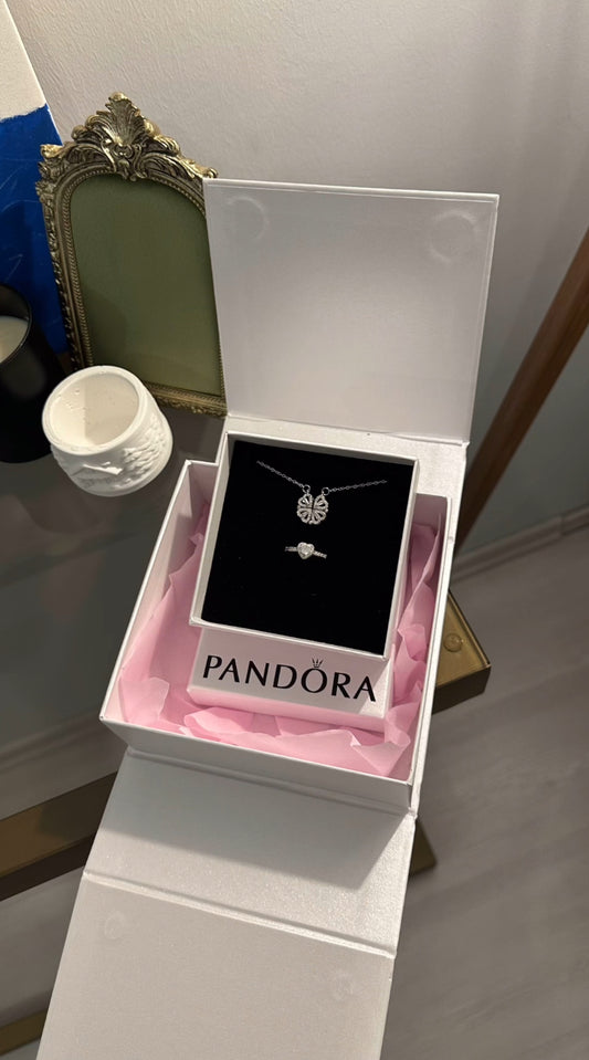 Özel Pandora Kutusunda Açılabilir Yonca Kolye + Ciddi İlişki Yüzüğü