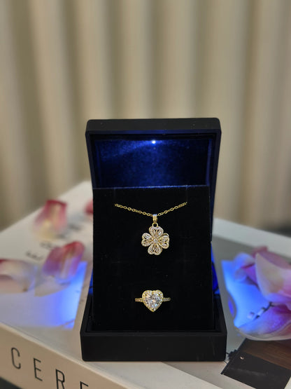 IŞIKLI KUTUDA SET ( KOLYE + YÜZÜK ) 🥰