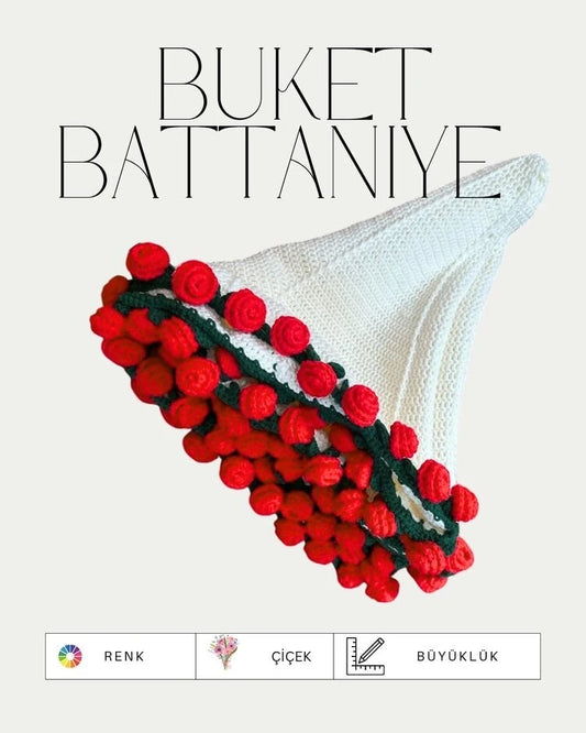 El Yapımı Kırmızı Gül Detaylı Şal ve Battaniye 🌹🧶