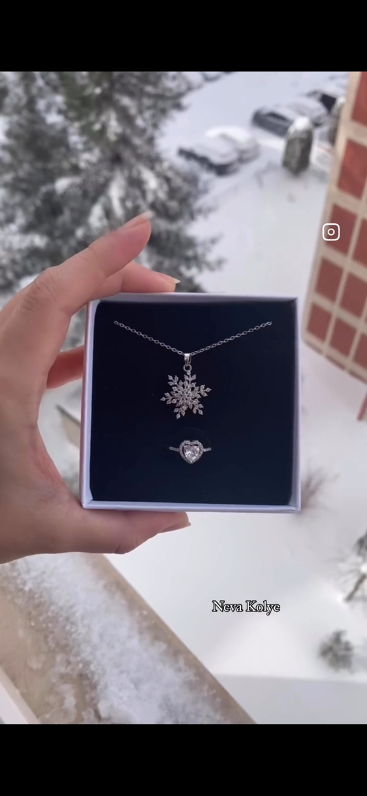 Pandora Kutusunda Kar Tanesi Kolye + Pandora Yüzük