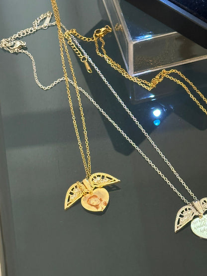 14 Ayar Altın Kaplama Özel Kanatlı Kalp Kolye