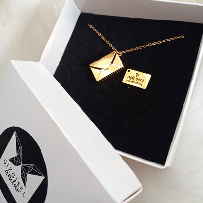 14 Ayar Altın Kaplama Mektup Kolye ( özel isim,tarih,not,şiir yazılı )