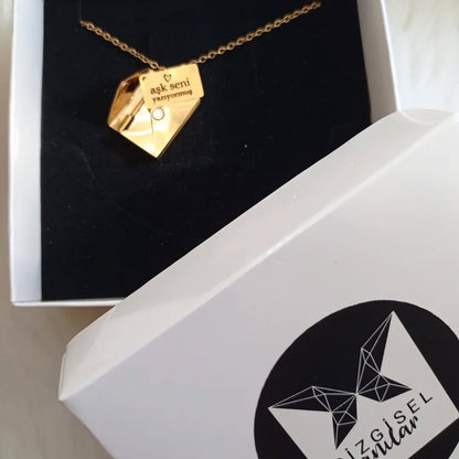 14 Ayar Altın Kaplama Mektup Kolye ( özel isim,tarih,not,şiir yazılı )